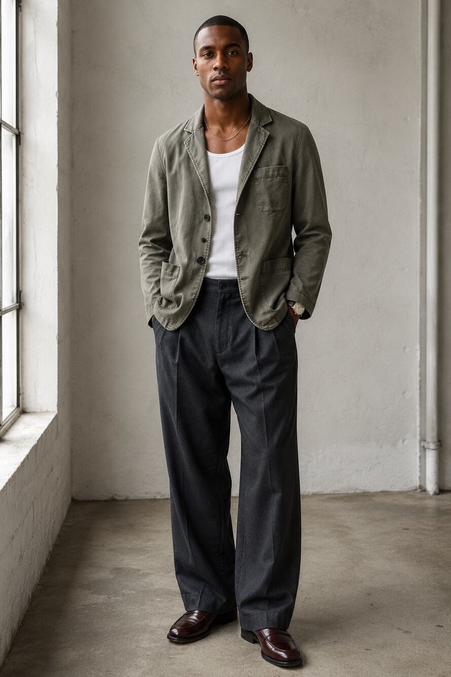Banana Republic Men’s 38 Olive Green Khaki Utility Blazer Three Button